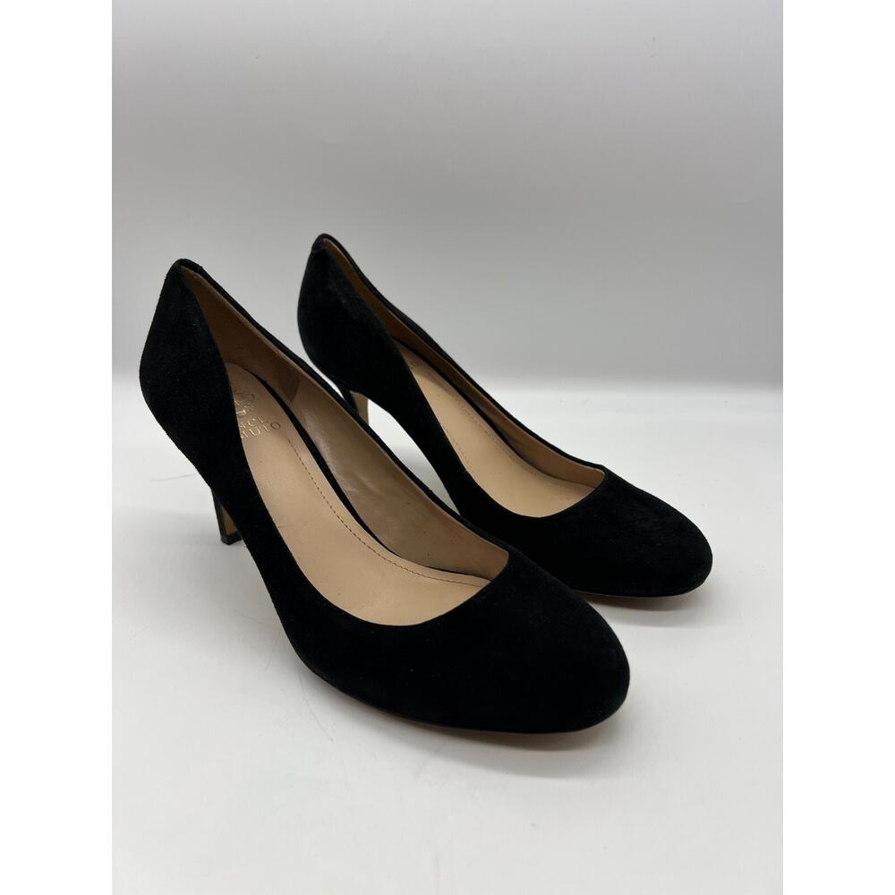 Vince Camuto Sariah Black Suede Dress Shoes Heels Round‎ Toe 9.5M